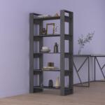 vidaXL szürke tömör fa könyvszekrény/térelválasztó 80 x 35 x 160 cm (813911)