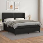 vidaXL fekete műbőr rugós ágy matraccal 160 x 200 cm (3128979)