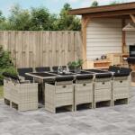 vidaXL 13 részes szürke polyrattan kerti étkezőgarnitúra párnákkal (3210683)