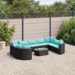 vidaXL 10 részes fekete polyrattan kerti ülőgarnitúra párnákkal (3308404)