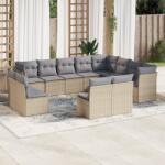 vidaXL 12 részes bézs polyrattan kerti ülőgarnitúra párnákkal (3250308)