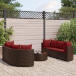 vidaXL 7 részes barna polyrattan kerti ülőgarnitúra párnákkal (3308437)