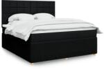 vidaXL fekete szövet rugós ágy matraccal 180 x 200 cm (3294437)