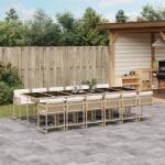 vidaXL 13 részes bézs polyrattan kerti étkezőgarnitúra párnákkal (3211486)