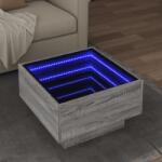 vidaXL szürke sonoma szerelt fa dohányzóasztal LED-del 50 x 50 x 30 cm (847509)