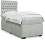 vidaXL világosszürke bársony rugós ágy matraccal 90x190 cm (3290792)