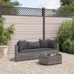 vidaXL 4 részes szürke polyrattan kerti ülőgarnitúra párnákkal (3308362) - vidaxl