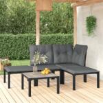 vidaXL 5 részes fekete-szürke polyrattan kerti ülőgarnitúra (3187742)