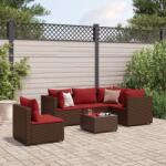 vidaXL 6 részes barna polyrattan kerti ülőgarnitúra párnákkal (3308165)