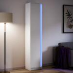 vidaXL fehér szerelt fa magasszekrény LED-ekkel 41, 5 x 32, 5 x 200 cm (3307898)