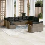 vidaXL 12 részes szürke polyrattan kerti ülőgarnitúra párnákkal (3226445)