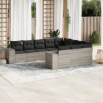 vidaXL 10 részes világosszürke polyrattan kerti ülőgarnitúra párnákkal (3223091)