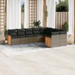 vidaXL 9 részes szürke polyrattan kerti ülőgarnitúra párnákkal (3260387)