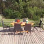 vidaXL 7 részes fekete polyrattan kerti étkezőgarnitúra (3070758)