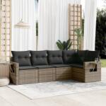 vidaXL 5 részes szürke polyrattan kerti ülőgarnitúra párnákkal (3252467)