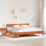 vidaXL viaszbarna tömör fenyőfa ágy matrac nélkül 180 x 200 cm (3301859)