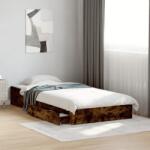 vidaXL füstös tölgy színű szerelt fa ágykeret fiókokkal 100 x 200 cm (3280675)