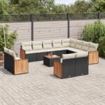 vidaXL 13 részes fekete polyrattan kerti ülőgarnitúra párnákkal (3228198)