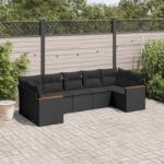 vidaXL 7 részes fekete polyrattan kerti ülőgarnitúra párnával (3258667)