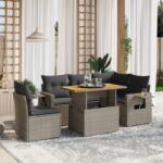 vidaXL 6 részes szürke polyrattan kerti ülőgarnitúra párnákkal (3271760)