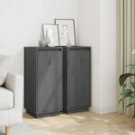 vidaXL 2 db szürke tömör fenyőfa tálalószekrény 31, 5 x 34 x 75 cm (813355)