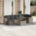 vidaXL 8 részes világosszürke polyrattan kerti ülőgarnitúra párnával (3269322)