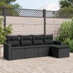 vidaXL 5 részes fekete polyrattan kerti kanapészett párnákkal (3218875)