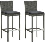 vidaXL 2 db szürke polyrattan kerti bárszék párnával (313436)