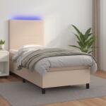 vidaXL cappuccino színű műbőr rugós ágy matraccal és LED-del 90x200 cm (3135806)