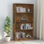 vidaXL 4 szintes füstös tölgy színű fa könyvszekrény 80 x 24 x 142 cm (815390)