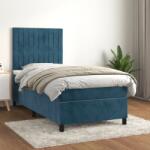 vidaXL sötétkék bársony rugós ágy matraccal 90 x 200 cm (3143125)