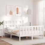 vidaXL fehér tömör fa ágykeret fejtámlával Small Double (3192982)