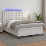 vidaXL fehér műbőr rugós ágy matraccal és LED-del 140x200 cm (3135946)