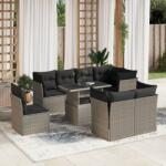 vidaXL 9 részes világosszürke polyrattan kerti ülőgarnitúra párnával (3266732)