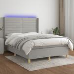 vidaXL világosszürke szövet rugós és LED-es ágy matraccal 140x190 cm (3138949)