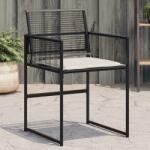 vidaXL 4 db fekete polyrattan kerti szék párnával (4008575)