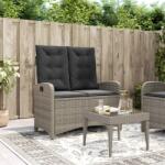 vidaXL szürke polyrattan dönthető kerti pad párnával (368218)