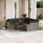 vidaXL 9 részes szürke polyrattan kerti ülőgarnitúra párnákkal (3269060)