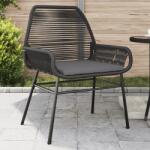 vidaXL 2 db fekete polyrattan kerti szék párnával (369095)