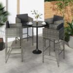 vidaXL 4 db szürke polyrattan bárszék párnával (316661)