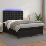vidaXL fekete műbőr rugós ágy matraccal és LED-del 140x200 cm (3135945)