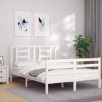 vidaXL fehér tömör fa ágykeret fejtámlával 140 x 190 cm (3194682)