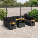 vidaXL 11 részes fekete polyrattan kerti ülőgarnitúra párnákkal (3273687)