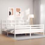 vidaXL fehér tömör fa ágykeret fejtámlával Super King Size (3194847)