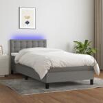 vidaXL sötétszürke szövet rugós és LED-es ágy matraccal 100x200 cm (3133454)