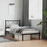 vidaXL fekete fém ágykeret fejtámlával 90 x 190 cm (376218)