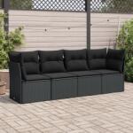 vidaXL 4 részes fekete polyrattan kerti ülőgarnitúra párnákkal (3249064)