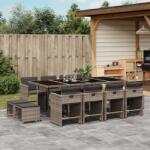 vidaXL 13 részes szürke polyrattan kerti ülőgarnitúra párnákkal (3277927)