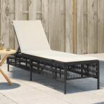 vidaXL fekete polyrattan napozóágy párnával (4002737)