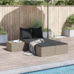 vidaXL világosszürke polyrattan dupla napozóágy párnával (368394) - vidaxl